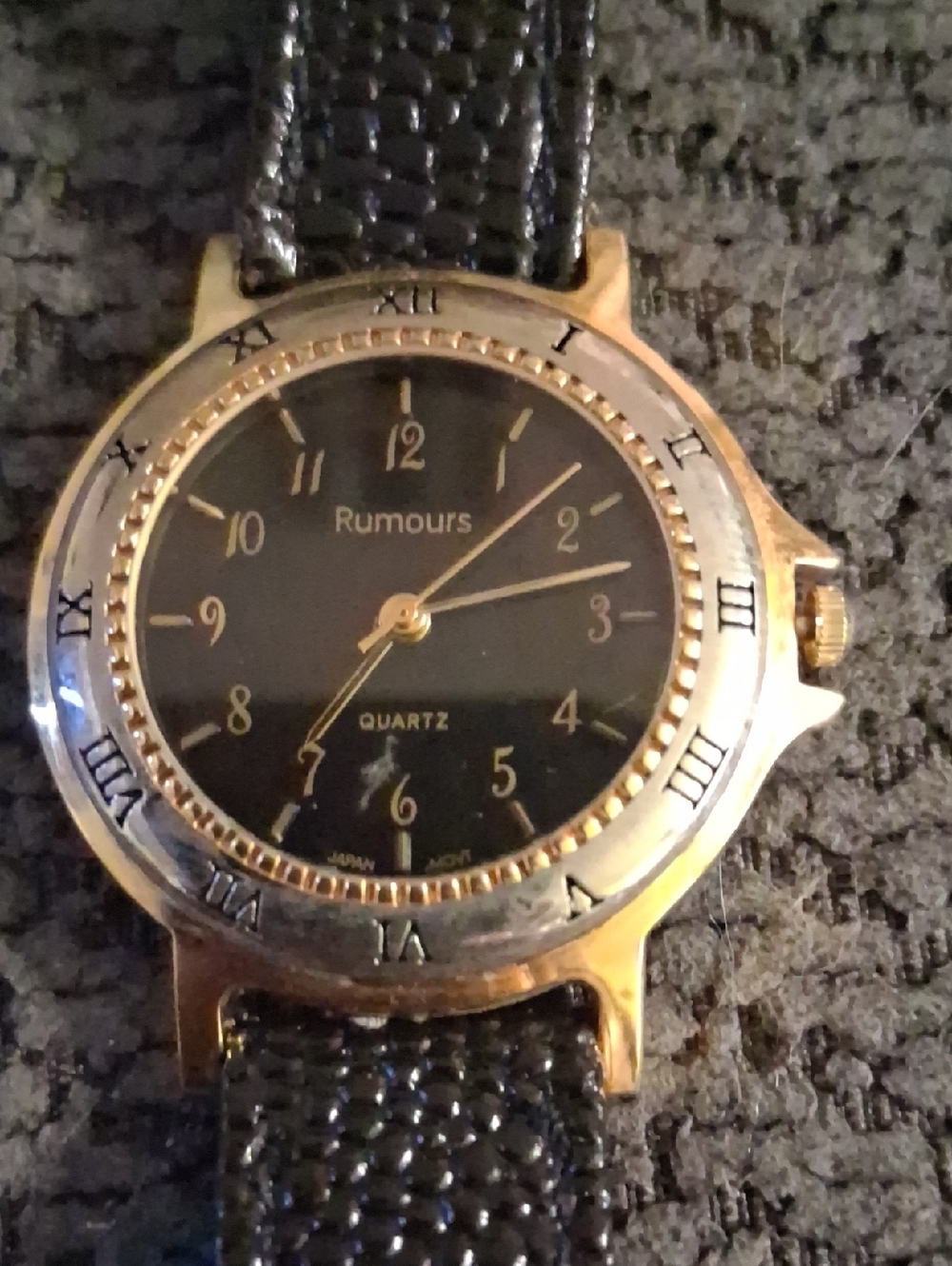 Rumours Women's Black and Gold Round Dial Watch